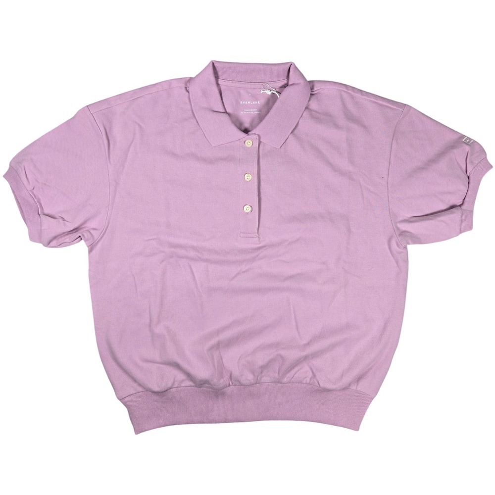 Everlane Organic Cotton Big Polo Shirt‎ Mauve Pink Short Sleeve Size S Oversize